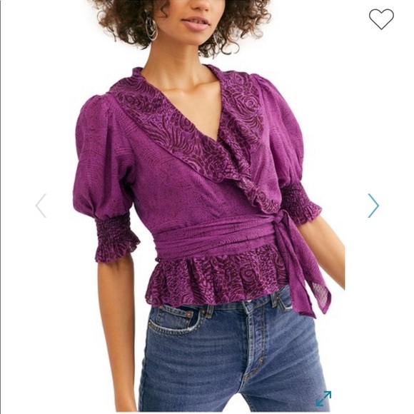 Free People Tops - NWT Free People Olivia Printed Wrap Top in purple
